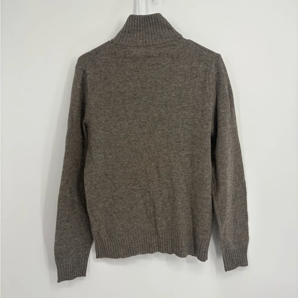 J. Crew Men's Gray 100% Lambswool Half Zip Sweater